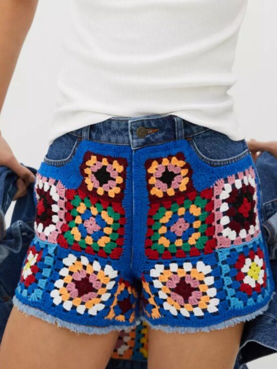 FARM Rio Pants - Farm Rio for Anthropologie Crochet Denim Shorts Size 28